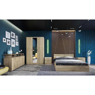 Bogdan Furniture I Спален комплект Модел 7073 за матрак 160/200, Сонома тъмна
