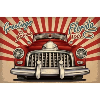 Dimex MS-5-2221 Vliesová fototapeta Cedule Retro auto rozměry 375 x 250 cm
