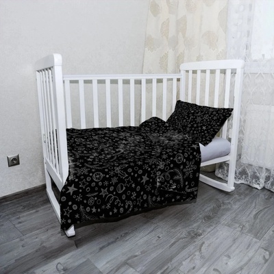Sablio Mikroplyšové detské obliečky do postieľky Vianoce na čiernej 120 x 90 cm 40 x 60 cm