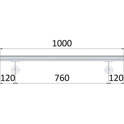 Madlo 1000mm / leštěná nerez / AISI304, set: 2ks úchyt, madlo o42,4mm s ukončením