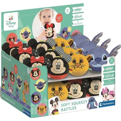 CLEMENTONI BABY Plyšový míček Mickey Mouse s chrastítkem