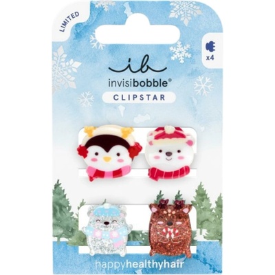 Invisibobble Clipstar Kids Cozy Snowy Friends 4 ks, Cozy Snowy Friends