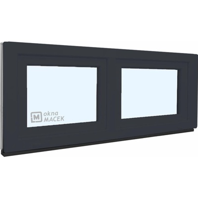 KNIPPING Plastové okno - 70 AD, 1500x600 mm, S/S, antracit Sklo: čiré, Barva, imitace: antracit/bílá (jednostranně)