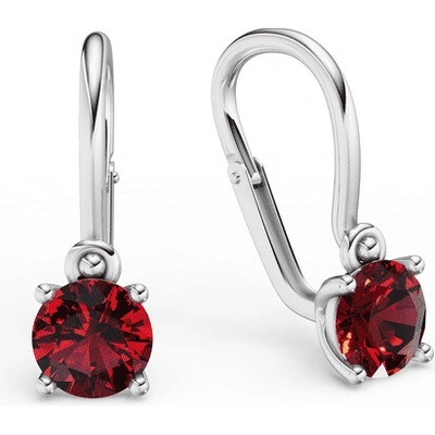 Danfil Dětské náušnice C4910 z bílého zlata s kamínky Ruby Dark, zapínání brizura