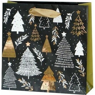 PAW AGB2010810 Christmas Tree Stamps, vianočná darčeková taška, rozmer 17x17x6cm, veľkosť SQUARE