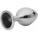 Fantasy by Cottelli Silver Small Butt Plug with Black Diamond