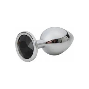 Fantasy by Cottelli Silver Small Butt Plug with Black Diamond