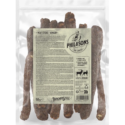 Phil & Sons 3x150г Phil & Sons лентички от сърнешко и еленско месо - лакомство за кучета