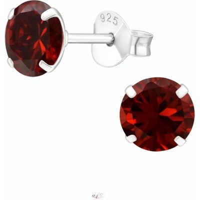All4Silver náušnice rudé Garnet S5275