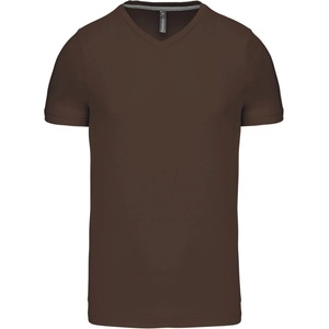 Kariban v-neck k357 / Мъжка тениска с къс ръкав - шоколадова s (20k35714001)