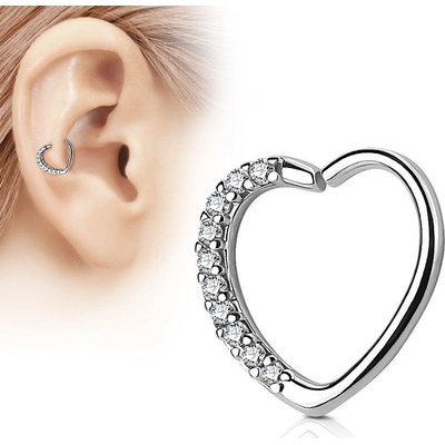 Šperky4U piercing do nosu ucha srdce čiré kamínky N0060-C