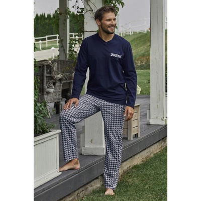 Italian Fashion Jaromír pánské pyžamo dlouhé tm.modré