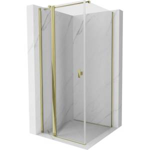 Mexen Mist T душ кабина с отваряща се врата 90 x 90 см, прозрачна, златна - 8A4T-090-090-50-00 (8A4T-090-090-50-00)