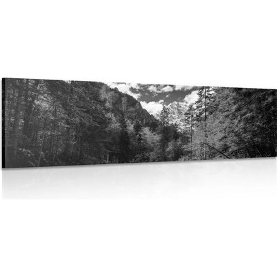 Obraz černobílá horská krajina - 90x30