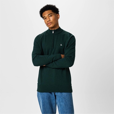 Jack Wills Пуловер Jack Wills Funnel Neck Half Zip Jumper - Evergreen Marl