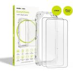 Mobile Origin 2 броя калени стъклени защитни покрития за дисплея на iPhone 15 Pro - Mobile Origin EasyGlass Full Cover Tempered Glass Pack With Applicator (черен-прозрачен) (EGA-i15Pro-2pk)