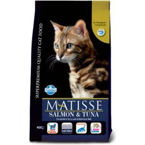 Farmina Matisse Salmon & Tuna - пълноценна храна за пораснали котки над 1 година, със сьомга, риба тон и ориз, 0, 4 кг - Италия PMT004002S