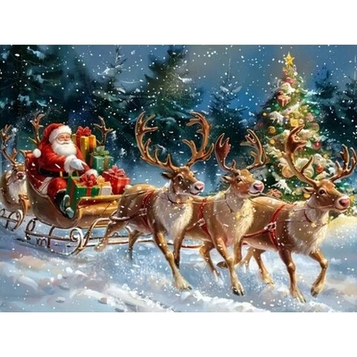 Norimpex diamantové maľovanie 40 x 30 cm Santa Claus v sobím záprahu