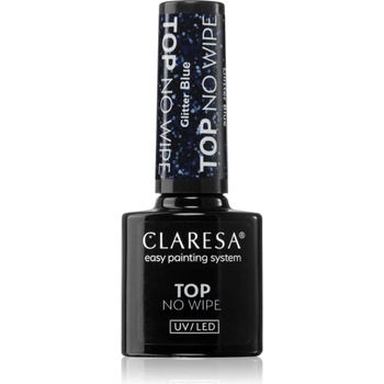 Claresa UV/LED Top Glitter No Wipe гел топ лак за нокти с блестящи частици цвят Glitter Blue 5 гр