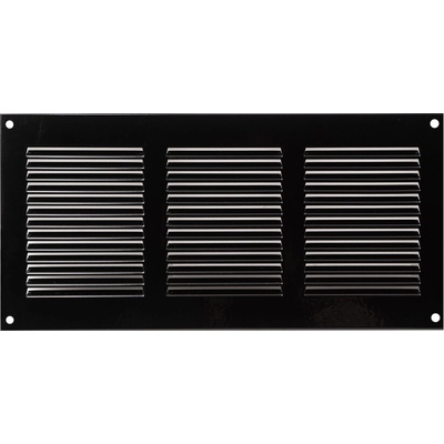 Ventishop KVMc 300x150 kovová hranatá větrací mřížka se síťkou, černá