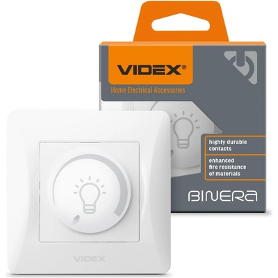 LED stmievateľný vypínač 200W 10A povrchový biely BINERA VIDEX