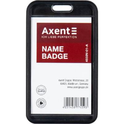 Висящ бадж Axent вертикален 65x110 mm Черен (1912024-08-4550V-01-A)