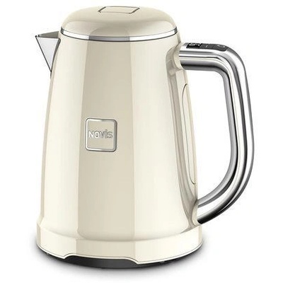Novis Електрическа кана Novis, Kettle KTC1, вграден филтър против варовик, регулируема температура, бързо нагряване, капацитет 1, 6 л, мощност 2400 W, елегантен дизайн, крем (6114.09.20)