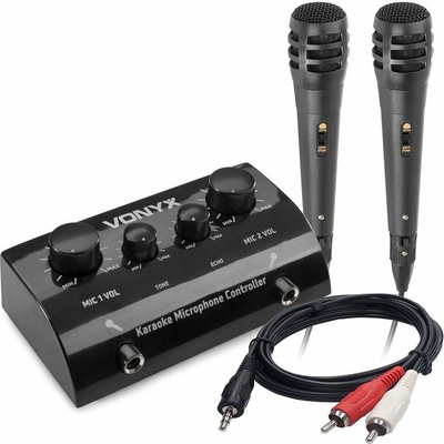 Vonyx AV430B Karaoke Set s 2 mikrofónmi a káblom, čierny