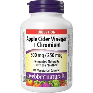 Webber Naturals Apple cider vinegar + Chromium, 500 mg/250 mcg, 120 капсули, Webber Naturals (3936 WN)