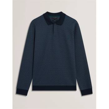 Ted Baker Блуза с яка Ted Baker Men's Jacquard Long Sleeve Polo Shirt - Navy
