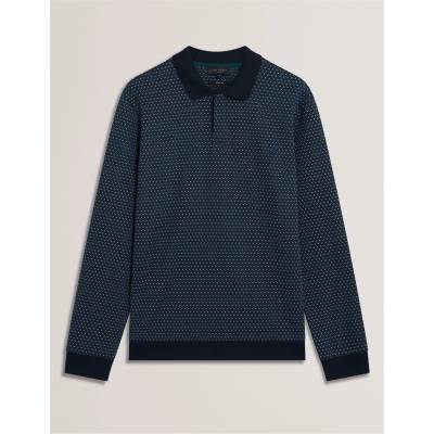 Ted Baker Блуза с яка Ted Baker Men's Jacquard Long Sleeve Polo Shirt - Navy