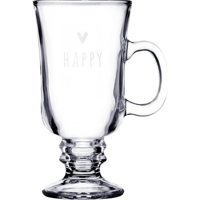 Clay Skleněný hrnek se srdíčkem a nápisem Happy 10*8*15 cm re & Eef 200 ml