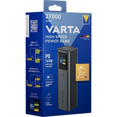 VARTA 57984101111 -Външна батерия с LED дисплей Power Delivery 27000 mAh/140W/3, 7V (VA0284)