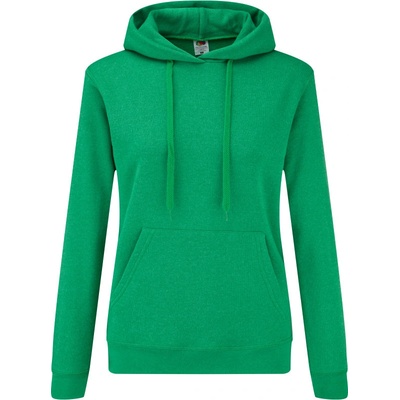 Fruit of the Loom mikina Classic Lady-Fit Hooded Sweat s kapucí dámská Melír retro zelená