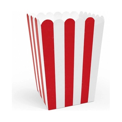 PartyDeco Krabica na popkorn červeno-biela