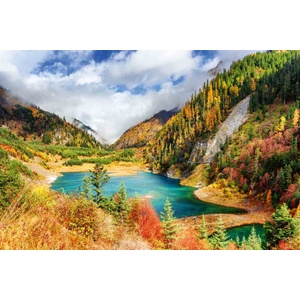 DIMEX ART Флизелинов фототапет есенен пейзаж с езеро 375 x 250 см