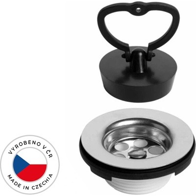 CERANO Pileta umývadlového sifónu - 5/4“ - plast - nerezová mriežka + gumová zátka