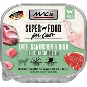 MAC's Mac’s Cat Adult GRAIN FREE, пастет за пораснали котки, БЕЗ ЗЪРНО, с Патешко, заешко и говеждо месо, 85 гр - Германия - 506VE