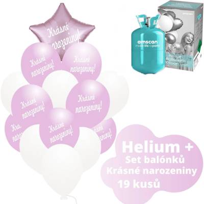 balonky.cz Helium set světlerůžová hvězda + světlerůžové balónky KRÁSNÉ NAROZENINY