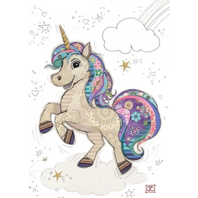 Přání Bug Art A6, patchwork - Unicorn