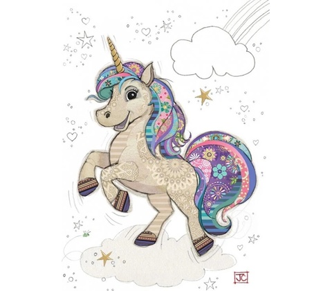Přání Bug Art A6, patchwork - Unicorn