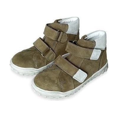 Vlnka dětské kožené tenisky na suchý zip Pepe khaki