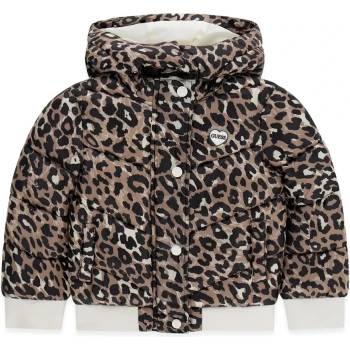 GUESS Зимно яке с леопардов десен за мини момиче със сваляема качулка Guess