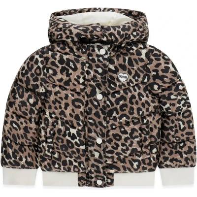 GUESS Зимно яке с леопардов десен за мини момиче със сваляема качулка Guess