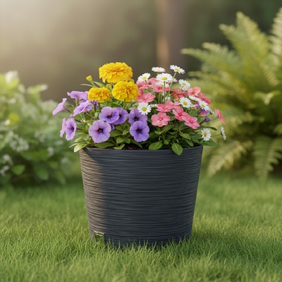 PROSPERPLAST FURU ROUND Kvetináč 30 cm antracit