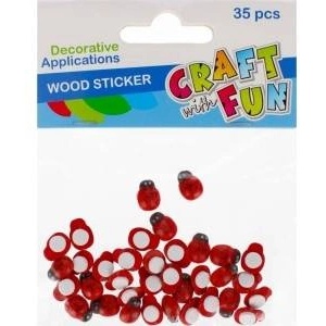 Starpak Self-adhesive wooden ladybugs 13mm 35pcs