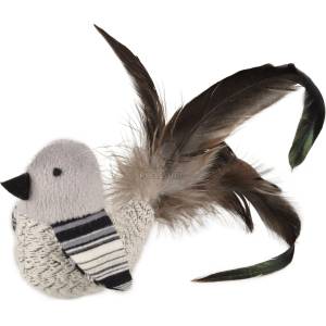 Flamingo сива котешка играчка с пера 1 бр