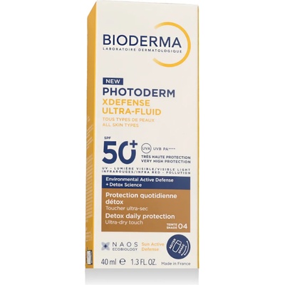 BIODERMA Photoderm Xdefense Ultra-Fluid SPF50+ Слънцезащитен продукт за лице за жени 40 ml нюанс Shade 04