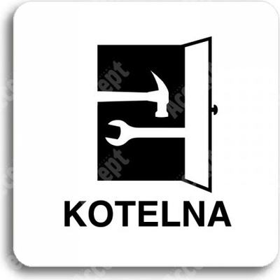 ACCEPT Piktogram kotelna - bílá tabulka - černý tisk bez rámečku