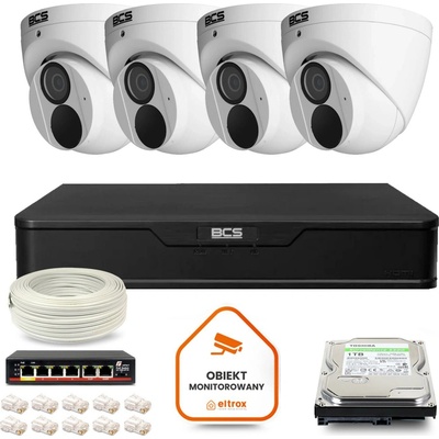 BCS POINT IP Surveillance Kit 4x BCS-P-EIP28FWR3-Ai2 DVR s 1TB